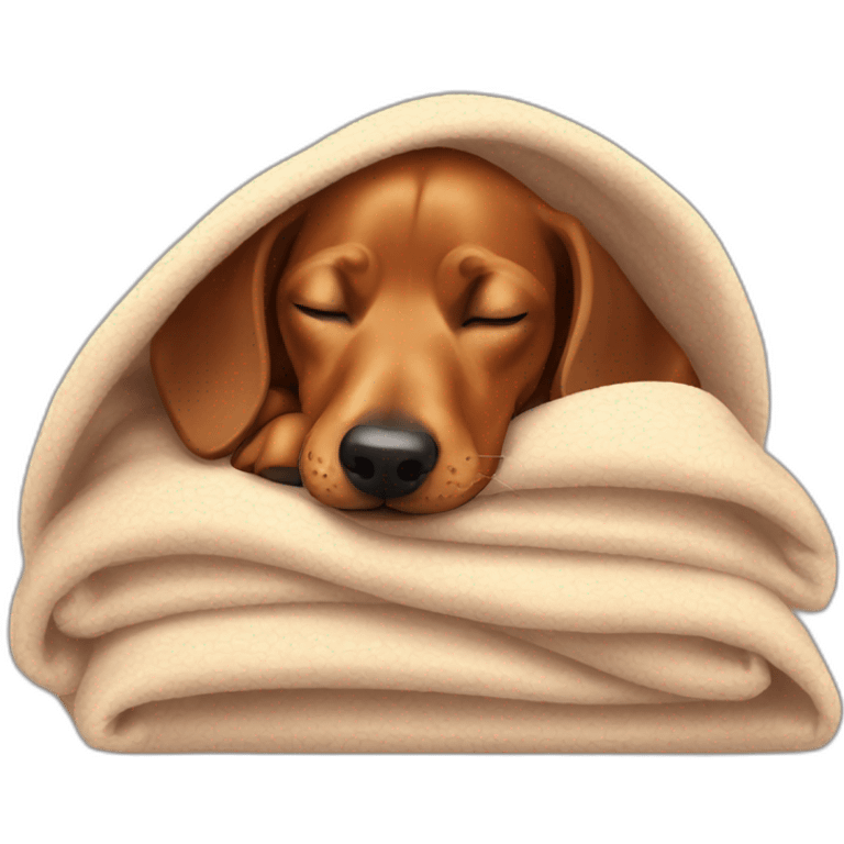 Teckel dog sleeping in a blankey emoji