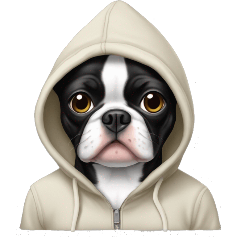 Boston terrier in hoodie emoji