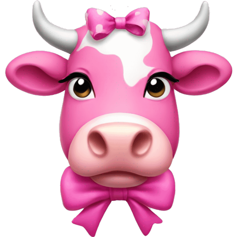 Pink cow with a bow emoji