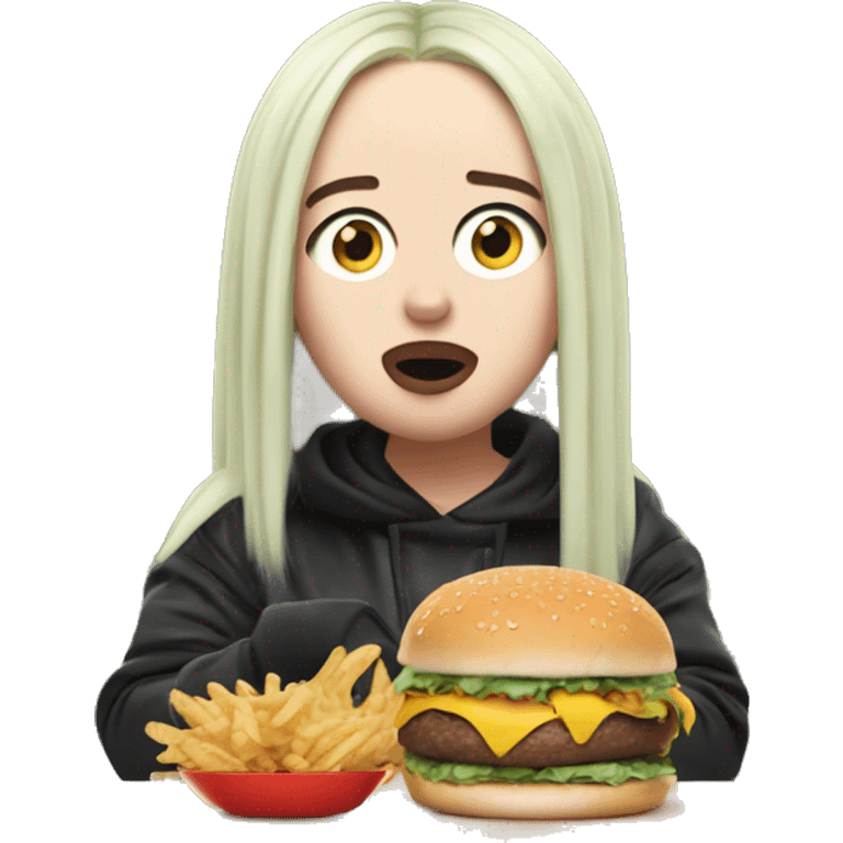 billie eilish eating burger emoji