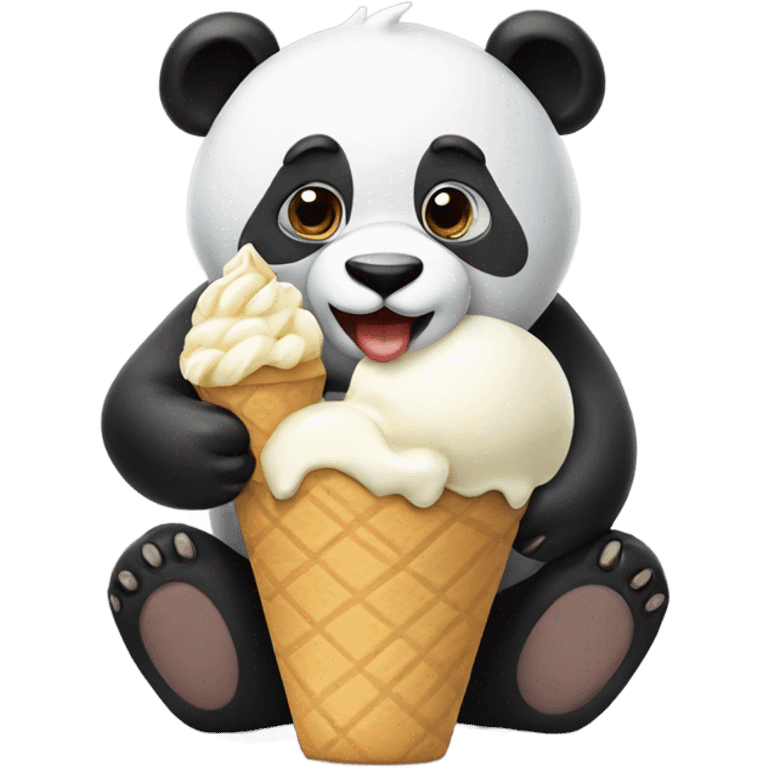 Panda eating ice cream emoji