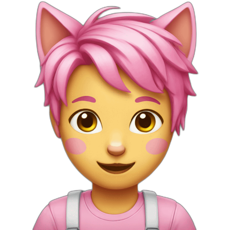 Cat with pink hair  emoji