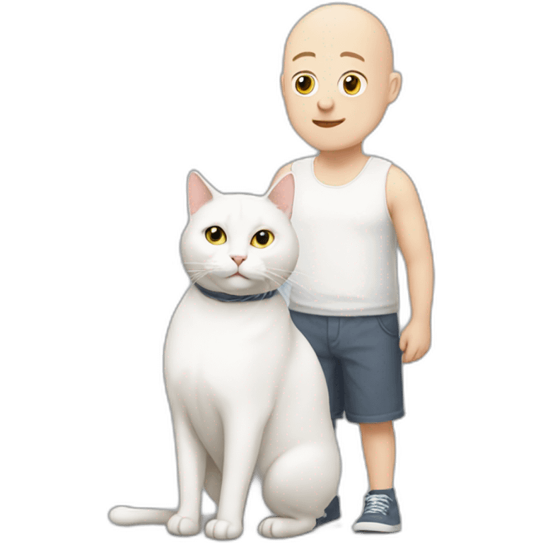 Bald guy with a fat white cat emoji