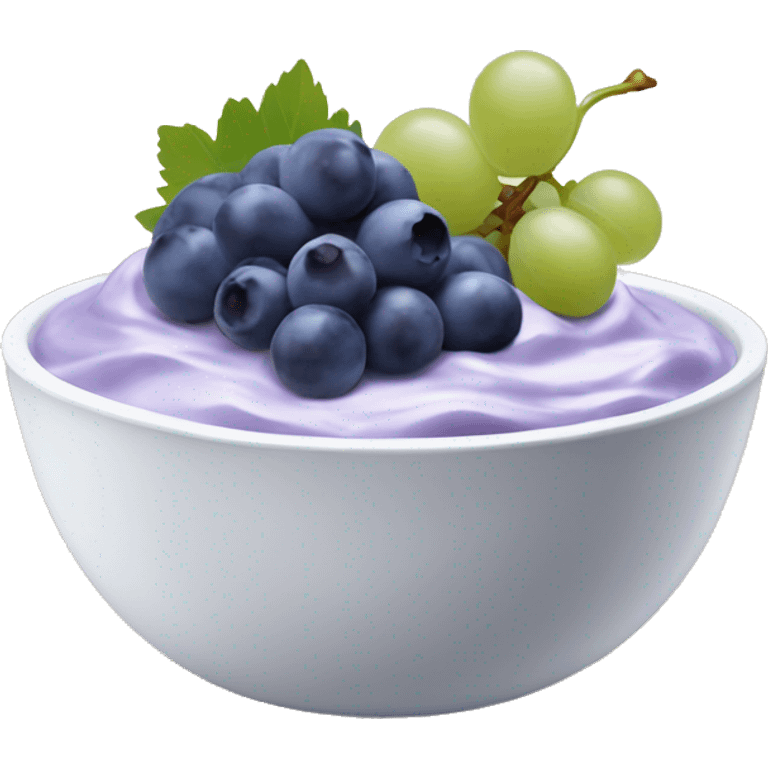 yoghurt bowl with grapes and blueberries emoji