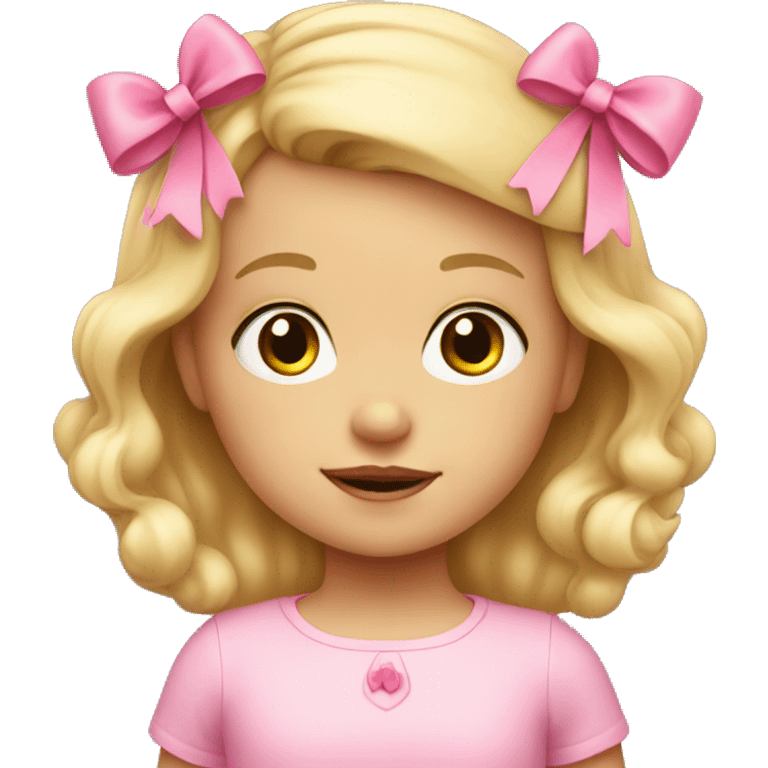 Blonde toddler girl with pink bow  emoji