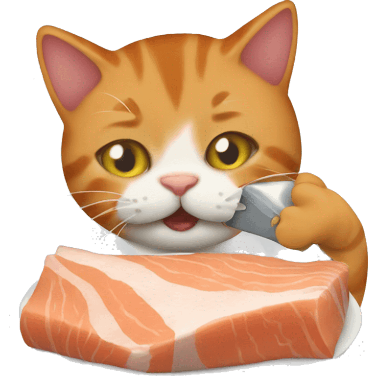  tabby orange cat eating tuna  emoji