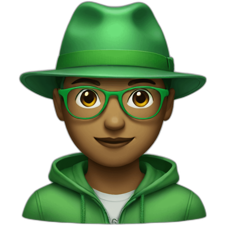 boy in a hat and green glasses emoji