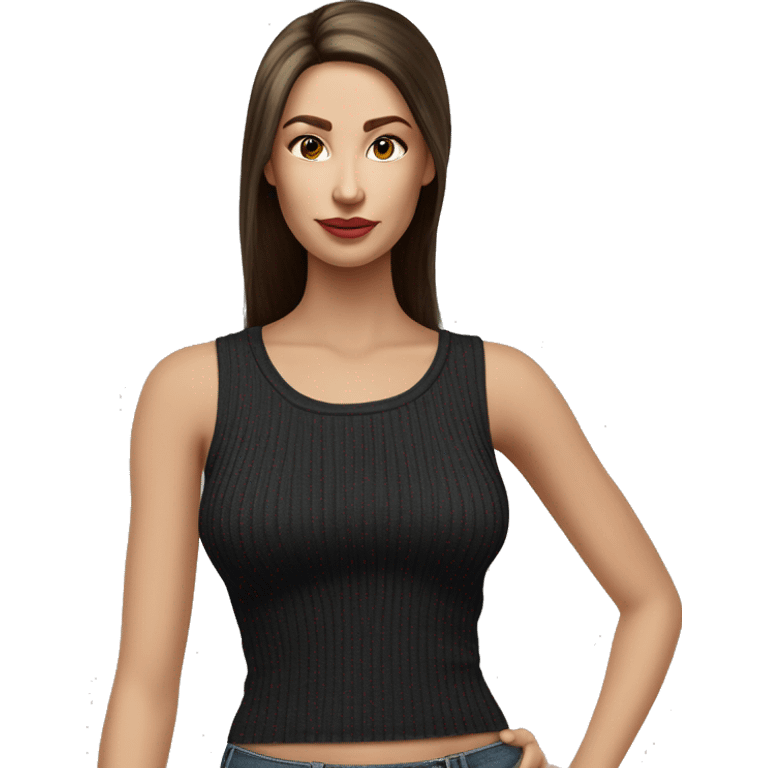 chic black ribbed tank top hyperrealistic soft textures no background emoji