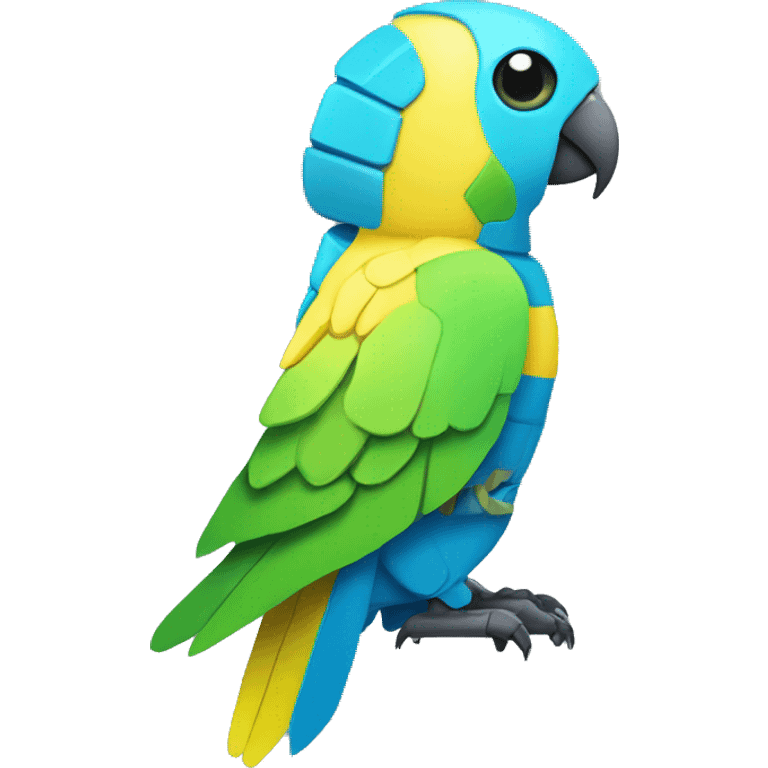 yellow blue and green robot parakeet emoji