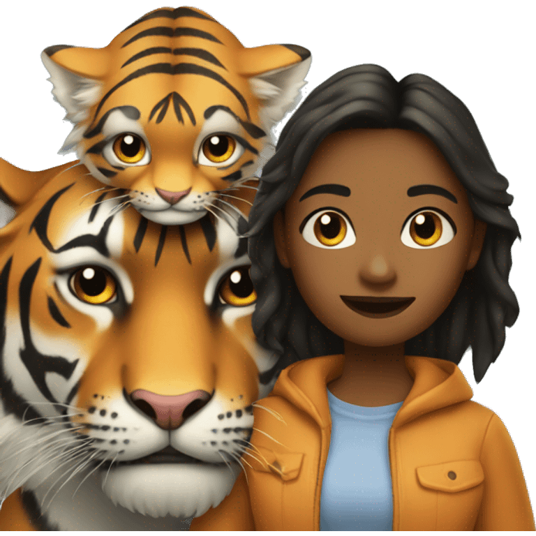 Girl with tiger  emoji