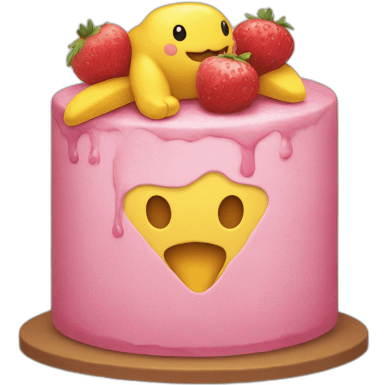 Pikachou mange un gâteau emoji