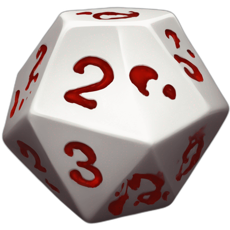 D20 dice with blood emoji