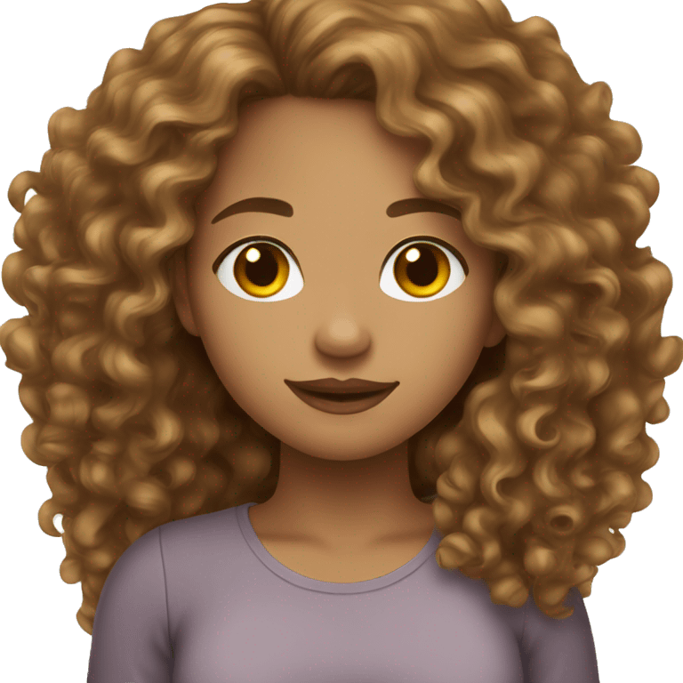 light skin girl long curly brown hair  emoji