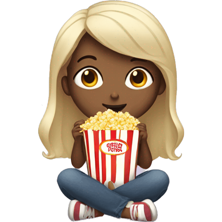 Girl eating popcorn emoji