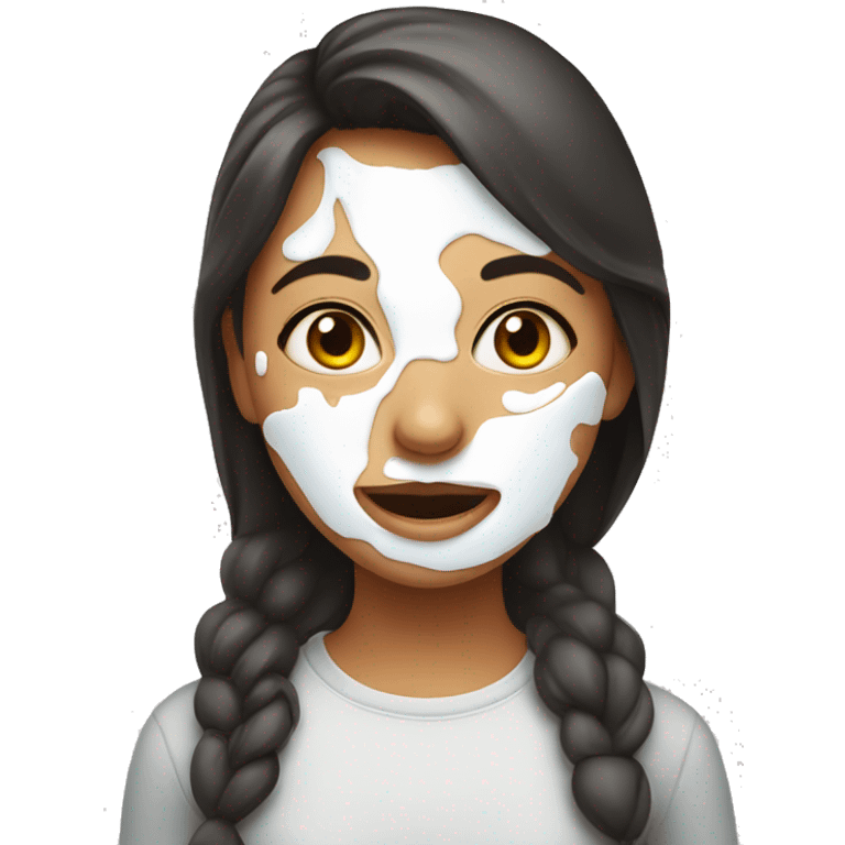 A girl with yogurt on her face emoji