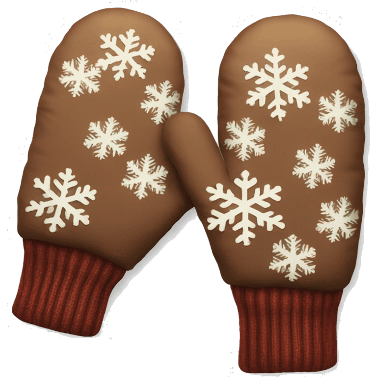 pair of mittens with a snowflake pattern emoji