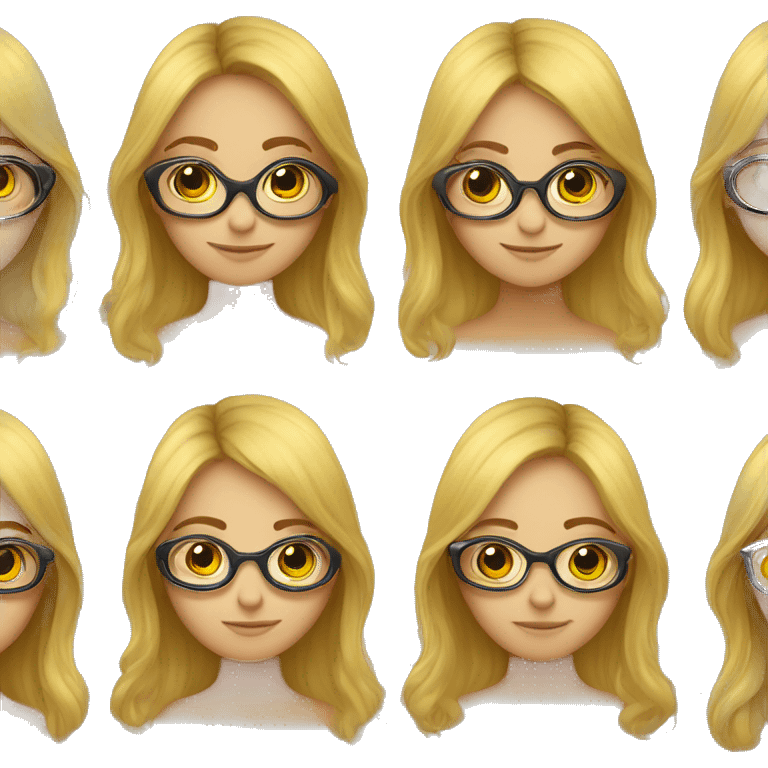 Ragazza gialla con gli occhiali e i capelli suri emoji