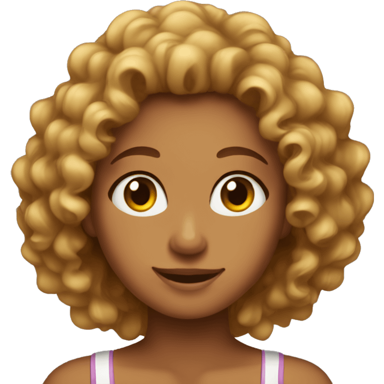 A tanned girl with curly hair emoji