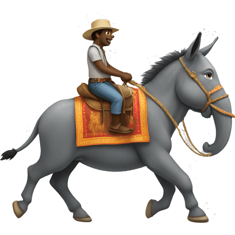 Donkey riding on an elephant emoji