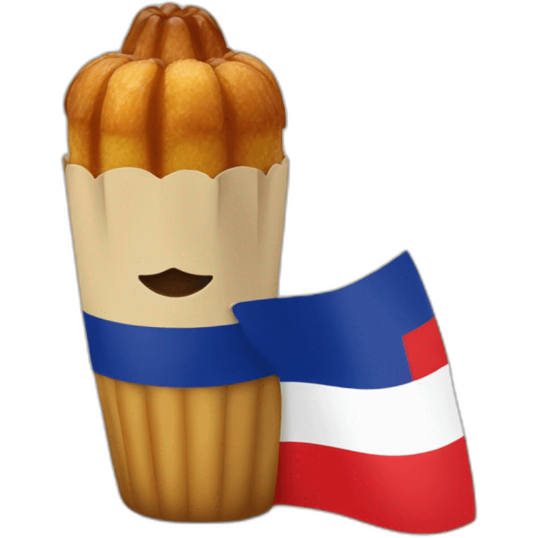 a cannelé holding a french flag emoji