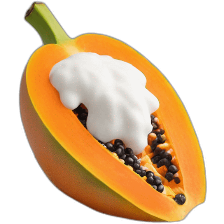 papaya sliced covered with white milk powder on a bowl emoji