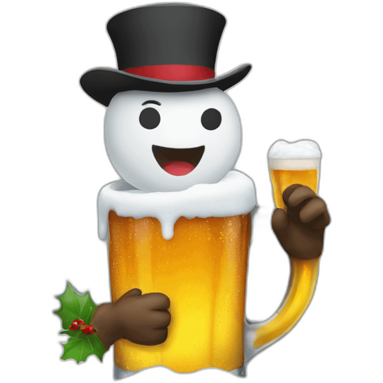 drinking beer snow man emoji