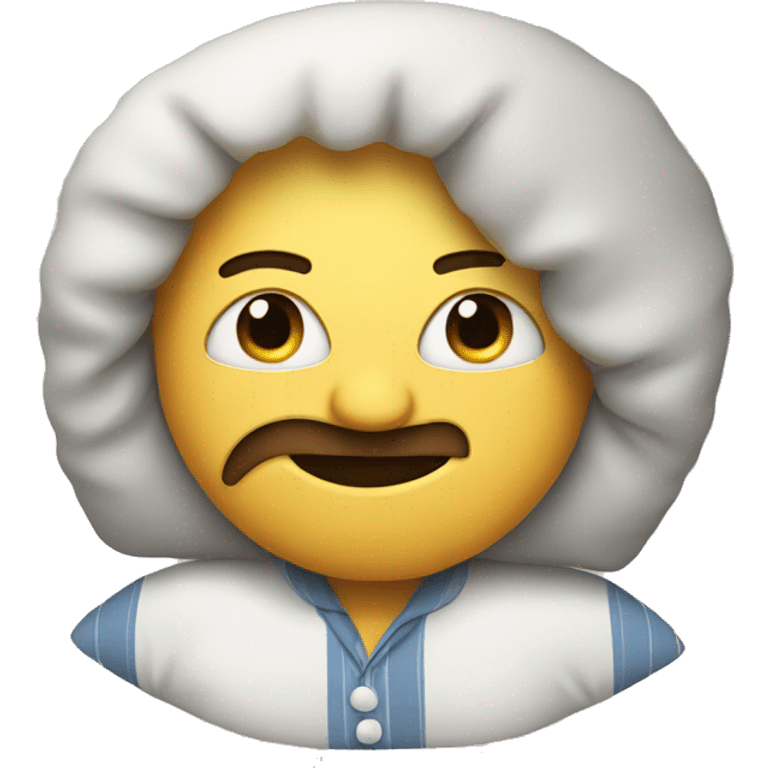 man with pillow head in pajamas emoji