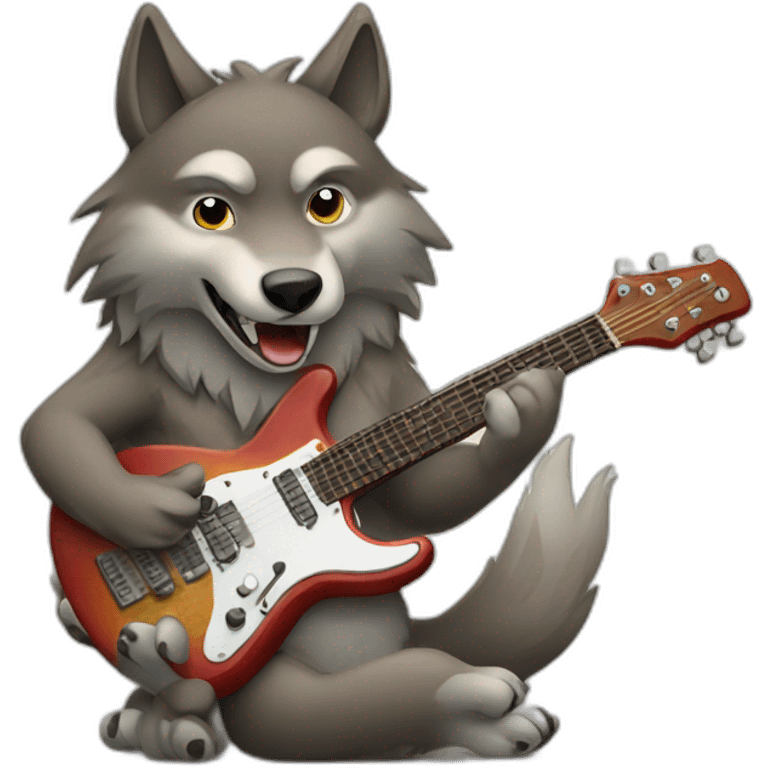 wolf playing guitar emoji