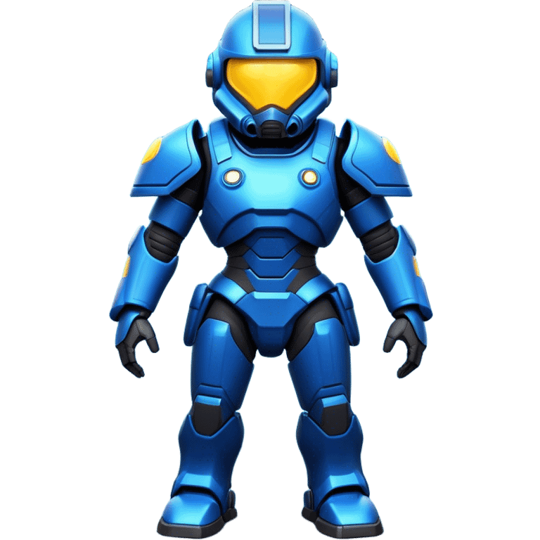 Clash of Clans aesthetic: Cinematic heroic Terran Marine Hero Emoji, rendered in a 3D vector-style similar to standard emojis with minimal shading and bold, simplified shapes. A compact, heroic isometric figure clad in futuristic power armor with signature energy accents, softly glowing with a cosmic battle charm. Simplified yet unmistakably iconic, highly detailed and consistent, glowing with a soft radiant shine and high gloss. Stylized with a touch of interstellar valor and a soft glowing outline, capturing the essence of an elite space warrior with a friendly, playful manner! emoji