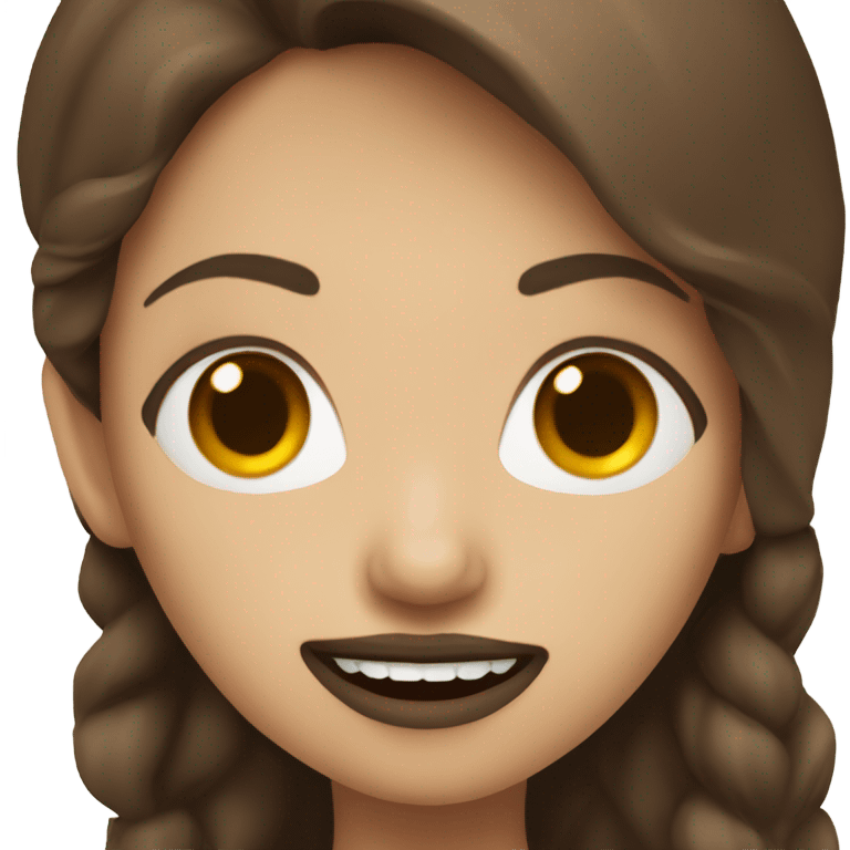 Lady with vampire teeth and brown hair emoji