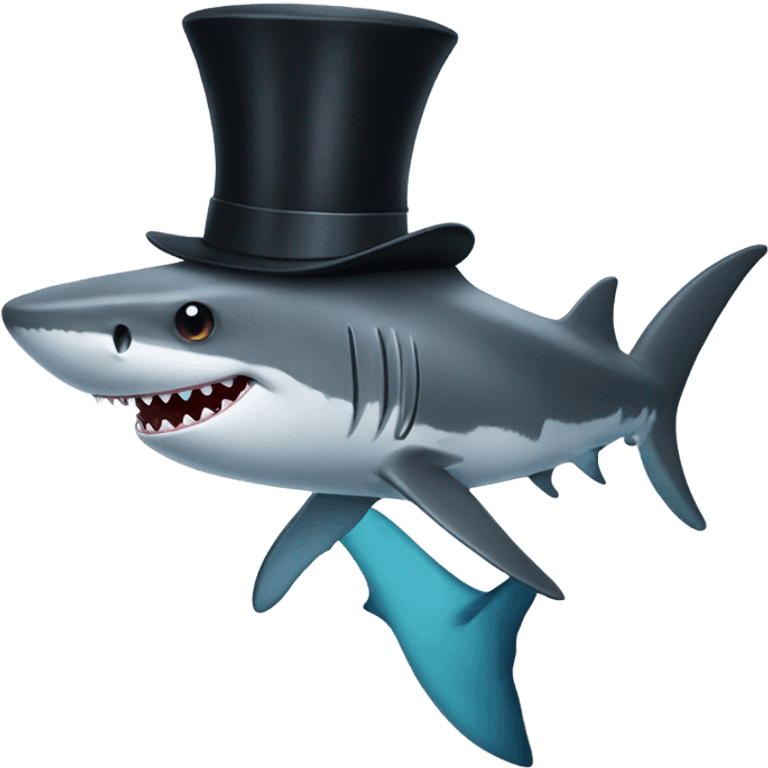 Shark with a top hat emoji