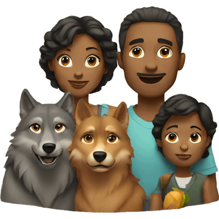 family and wolves emoji