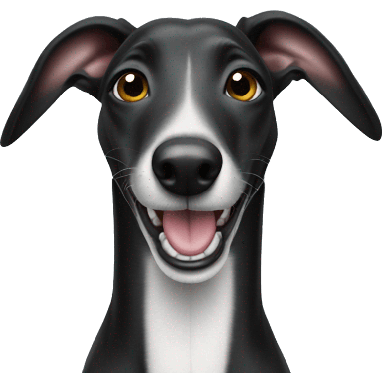 Happy black greyhound smiling with ears up emoji