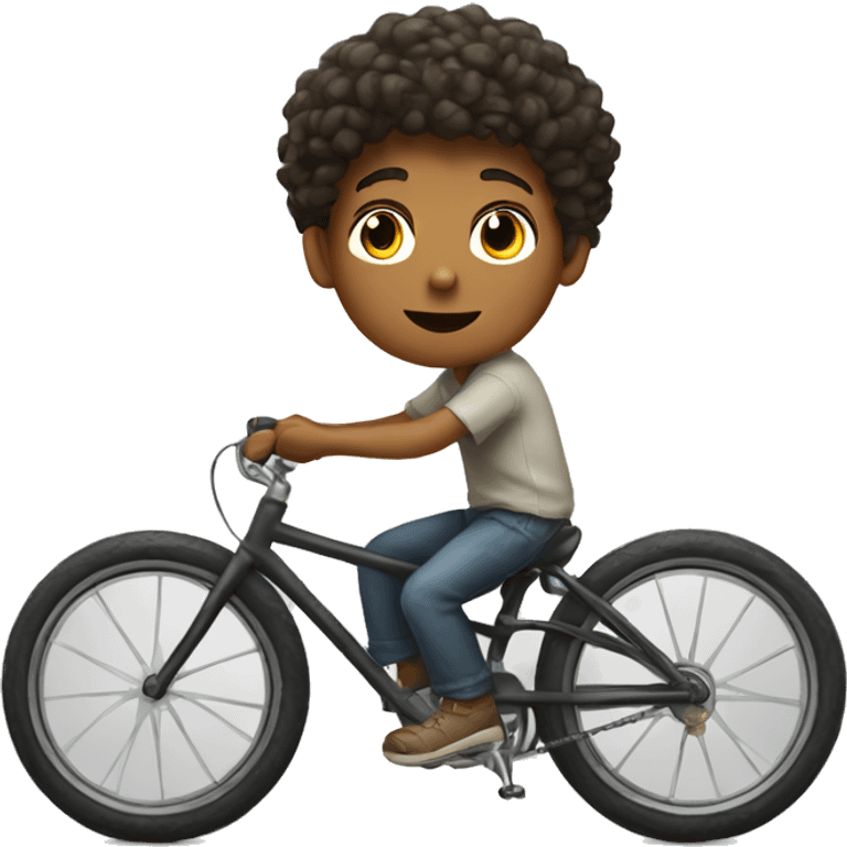 realistic portrait of a boy riding bicycle emoji