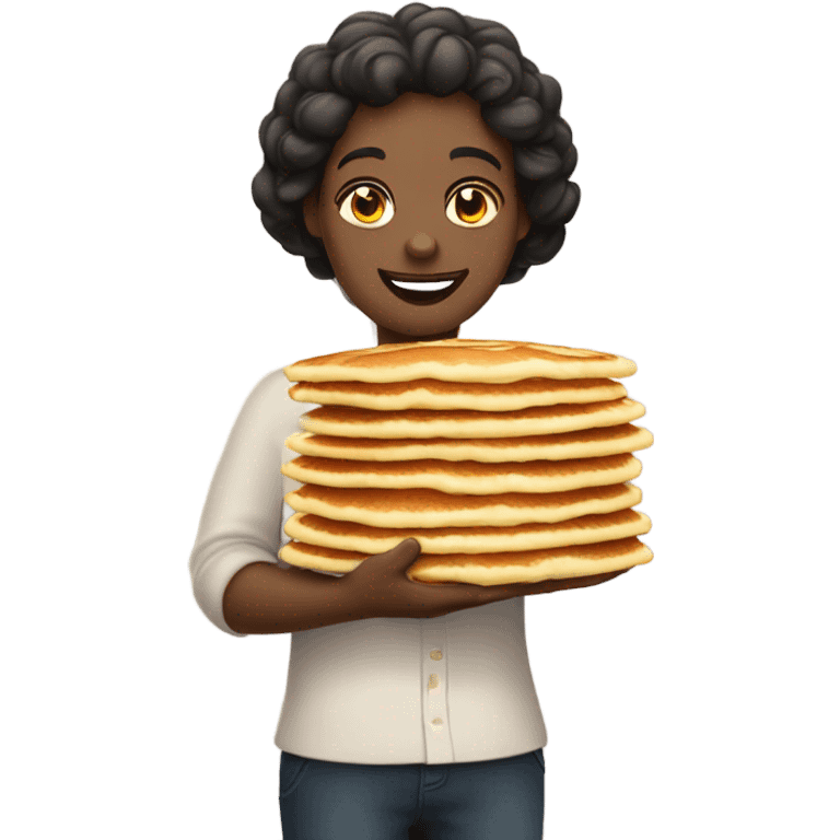 Little fat person holding pancakes  emoji