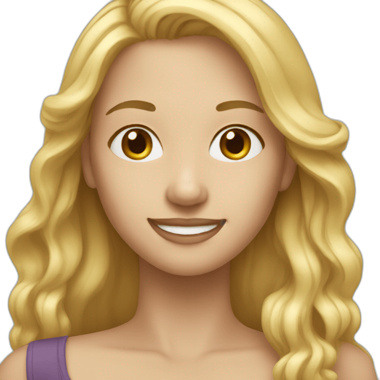 Woman long blond hair smiling emoji