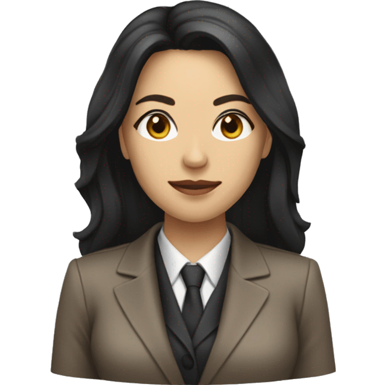 Female defense attorney with long black hair with brown suit emoji