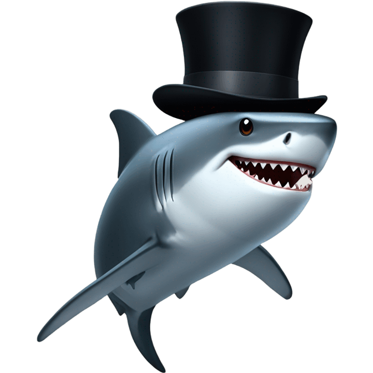 Shark with a top hat emoji