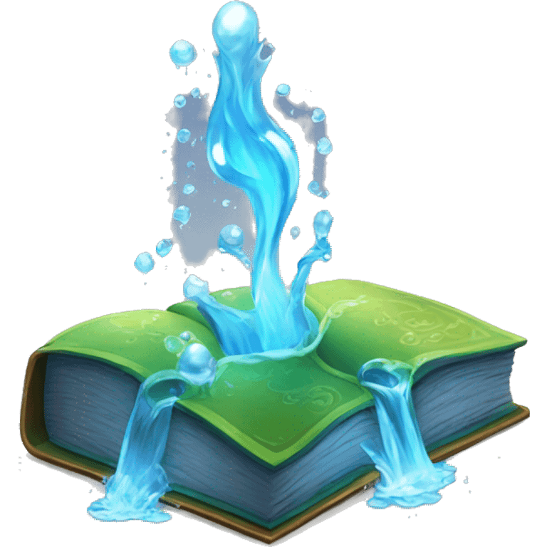 magic book, water element emoji