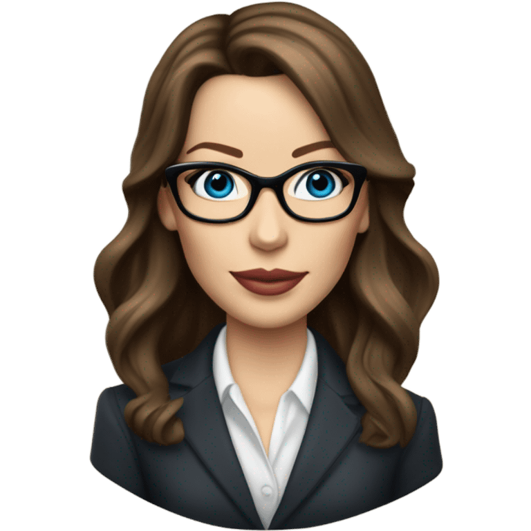 Lifelike Kate Beckinsale blue eyes wearing glasses in a business dress drinking a cup of tea  emoji