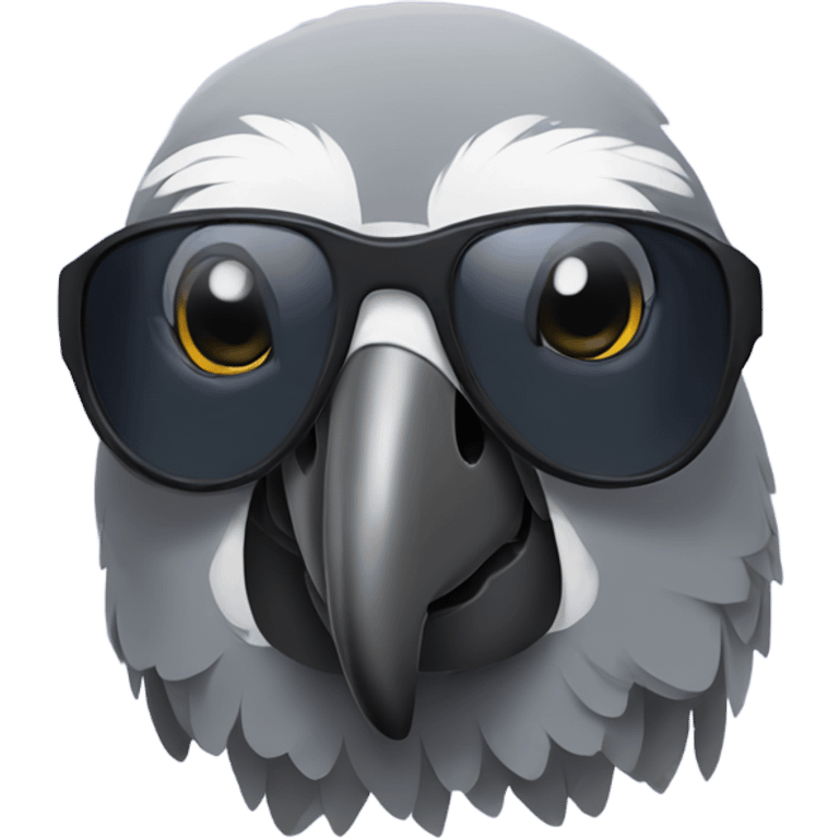 African grey parrot with sunglasses on emoji