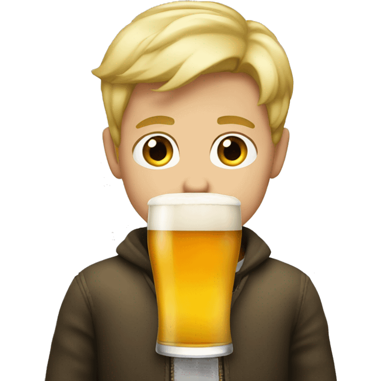 Blonde boy with a pint emoji