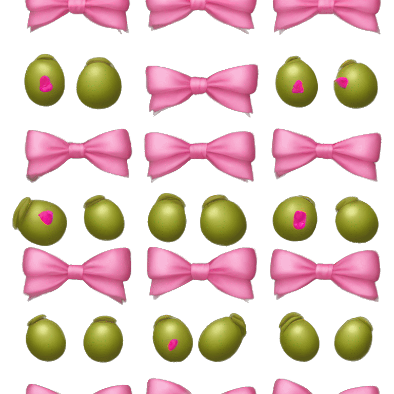 green olive with pink satin bow emoji