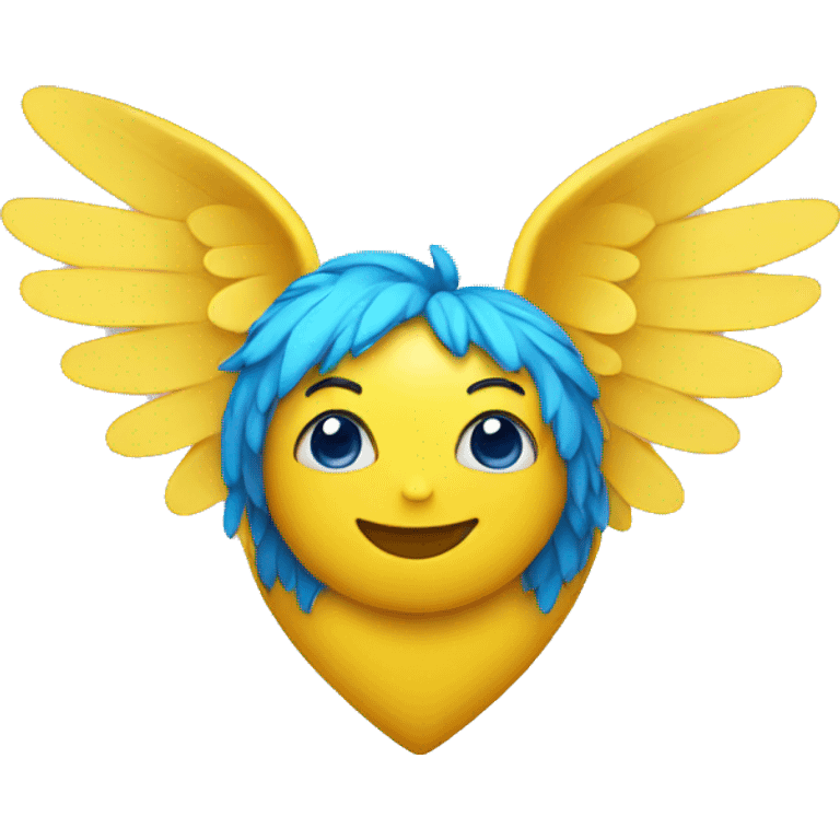 yellow heart with blue wings emoji