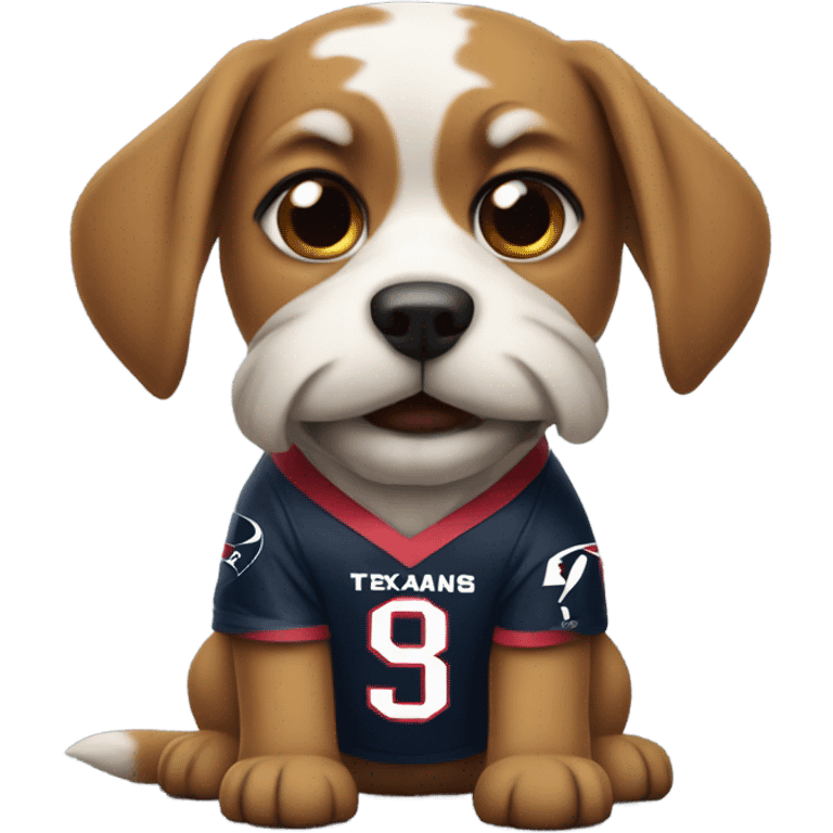 Dog wearing a Houston Texans jersey emoji