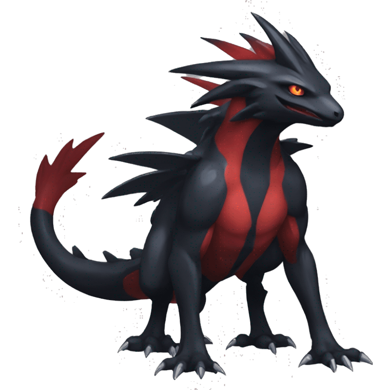 cool edgy black and red Dark-type nargacuga Pokémon full body emoji