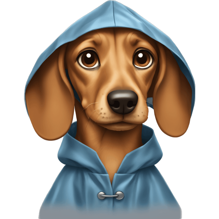 Dacshund dog wearing a rain coat emoji