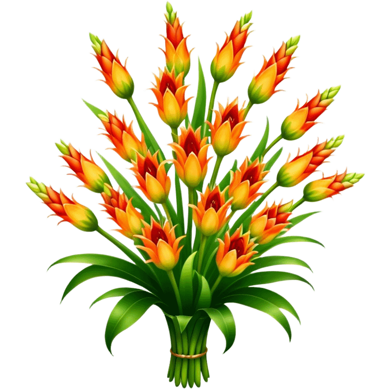 big bouquet Torch Lily flower, luxuriant, stem, leaf emoji