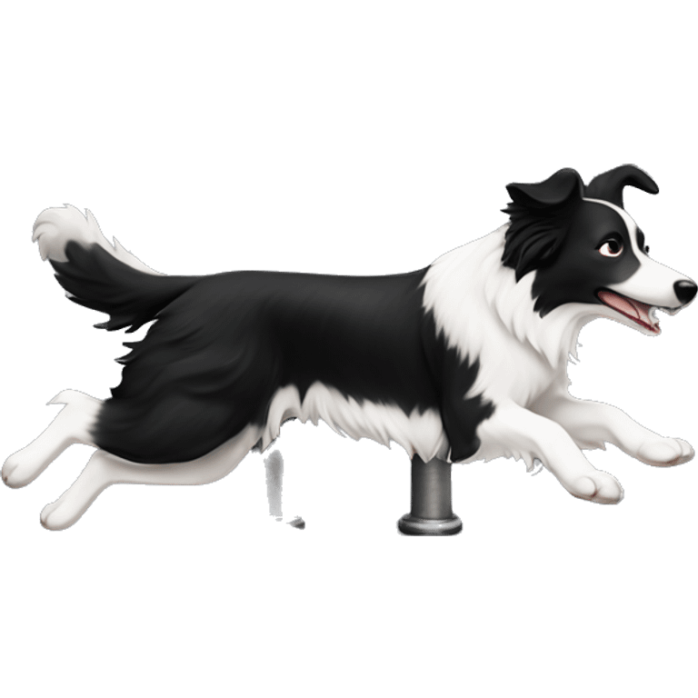 Border collie jumping over anvil emoji