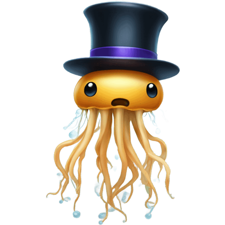 Jellyfish wearing a top hat emoji